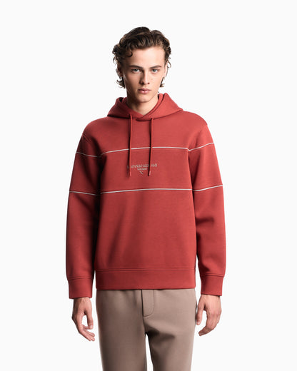 Emporio Armani Double-jersey hooded sweatshirt with 3D-effect logo