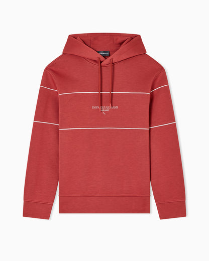 Emporio Armani Double-jersey hooded sweatshirt with 3D-effect logo