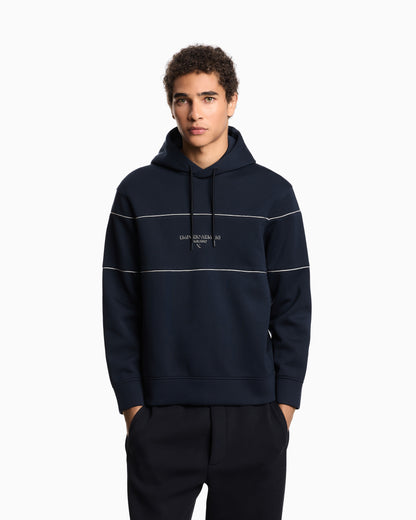 Emporio Armani Double-jersey hooded sweatshirt with 3D-effect logo