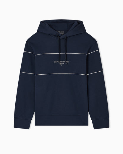 Emporio Armani Double-jersey hooded sweatshirt with 3D-effect logo