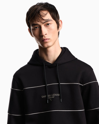Emporio Armani Double-jersey hooded sweatshirt with 3D-effect logo