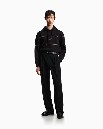 Emporio Armani Double-jersey hooded sweatshirt with 3D-effect logo