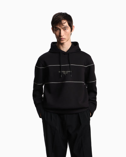 Emporio Armani Double-jersey hooded sweatshirt with 3D-effect logo