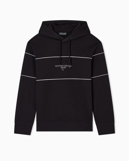 Emporio Armani Double-jersey hooded sweatshirt with 3D-effect logo