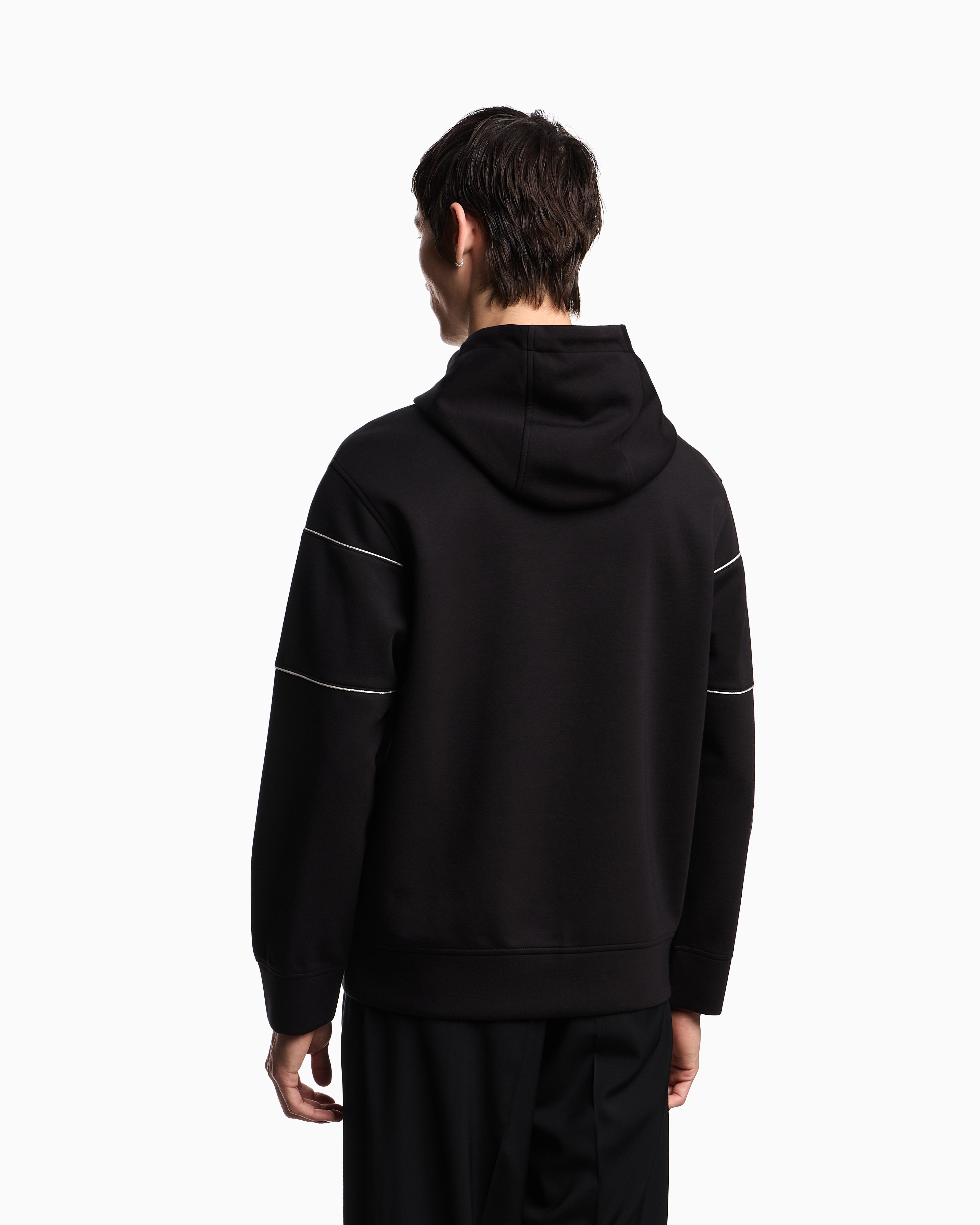 Emporio Armani Double-jersey hooded sweatshirt with 3D-effect logo