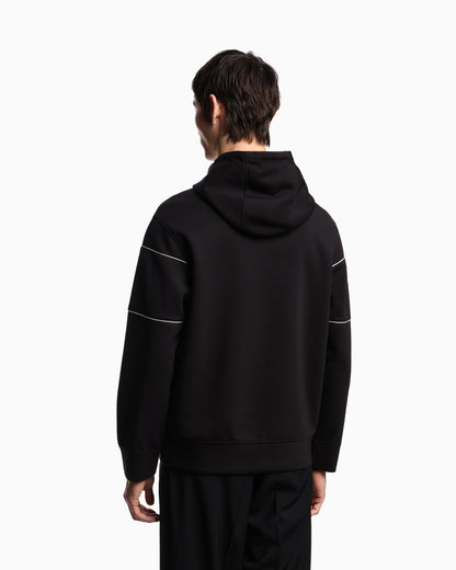 Emporio Armani Double-jersey hooded sweatshirt with 3D-effect logo