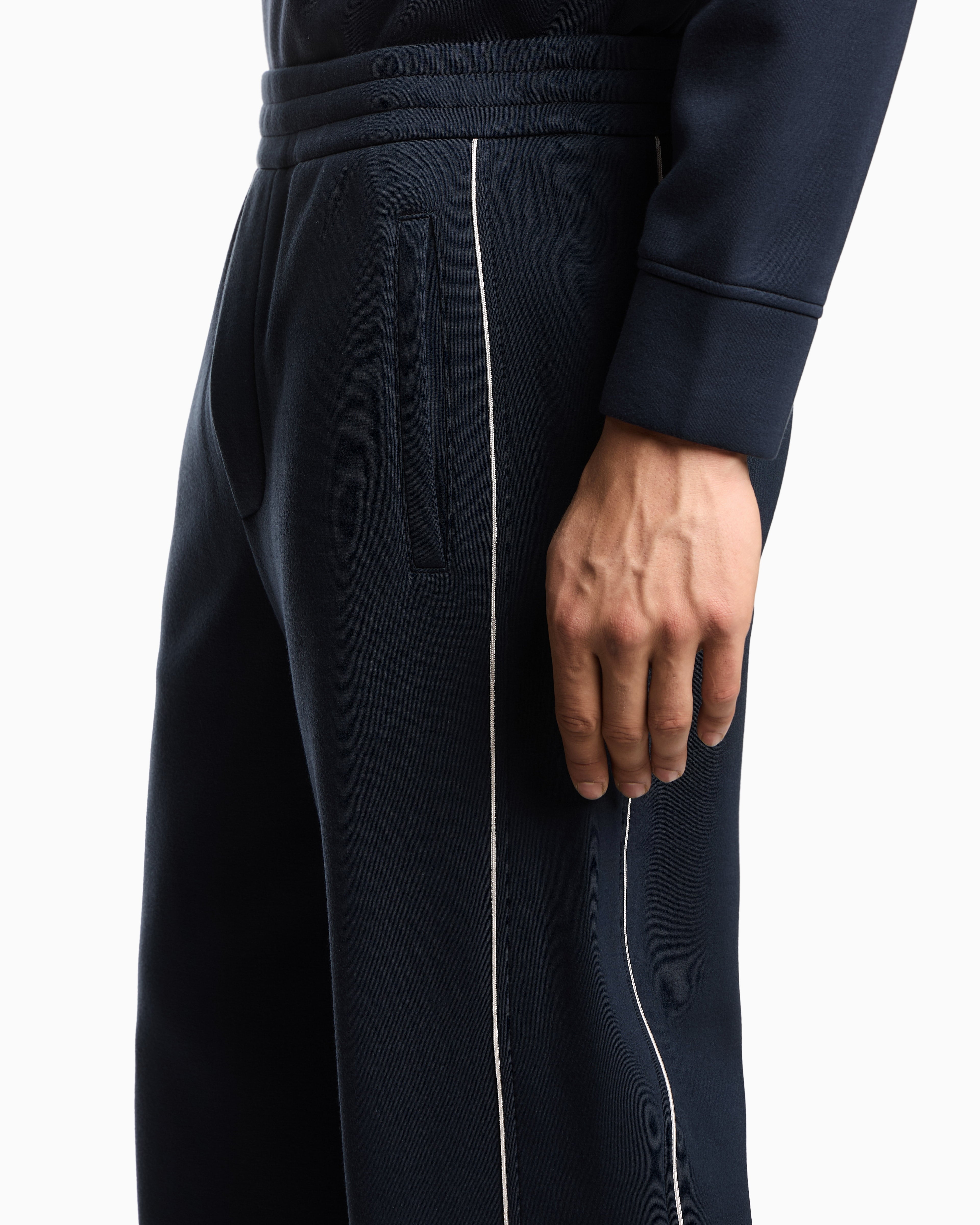 Emporio Armani Double-jersey trousers with piping