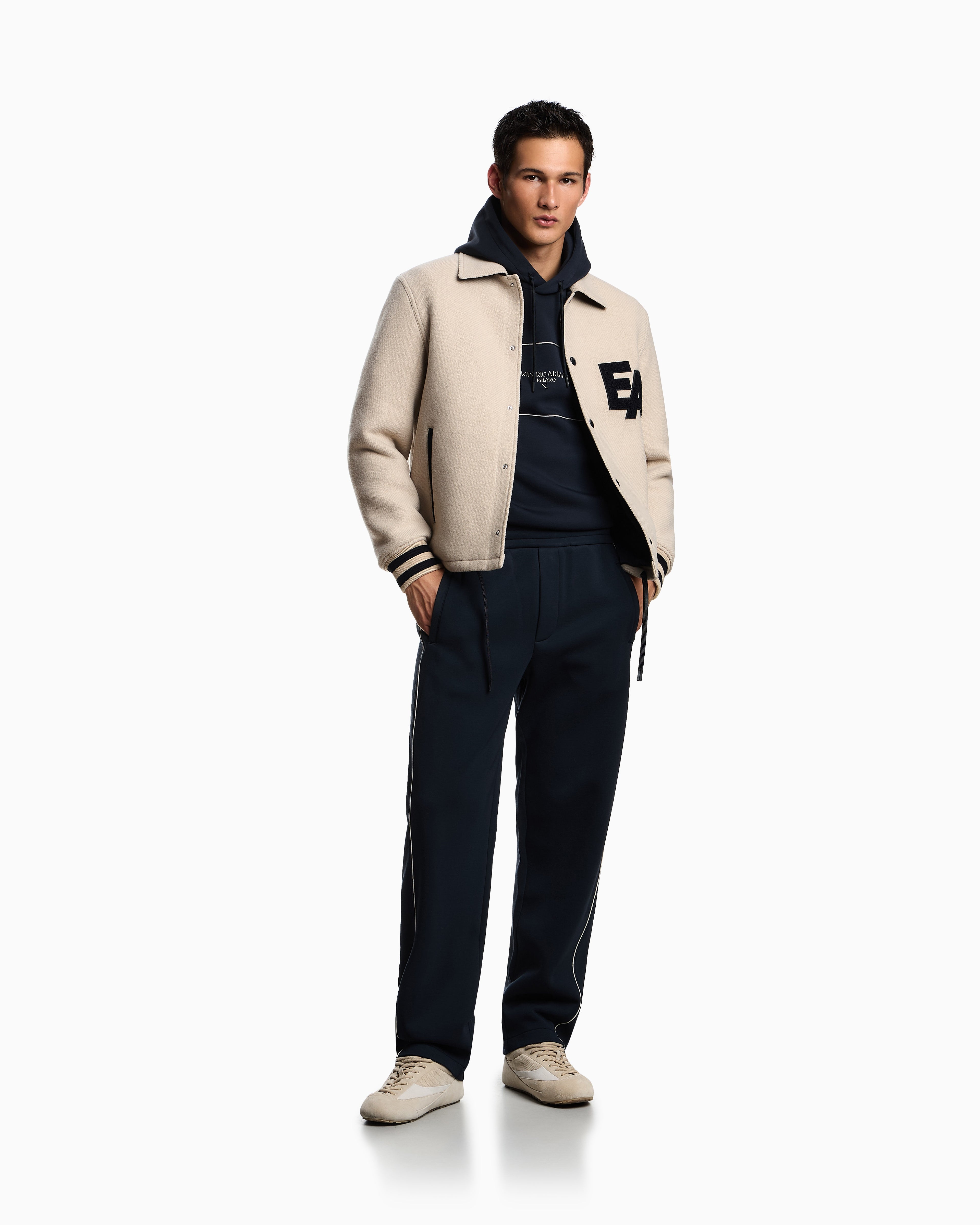 Emporio Armani Double-jersey trousers with piping