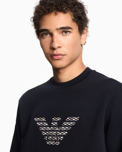 Emporio Armani ASV double-jersey sweatshirt with oversized embroidery