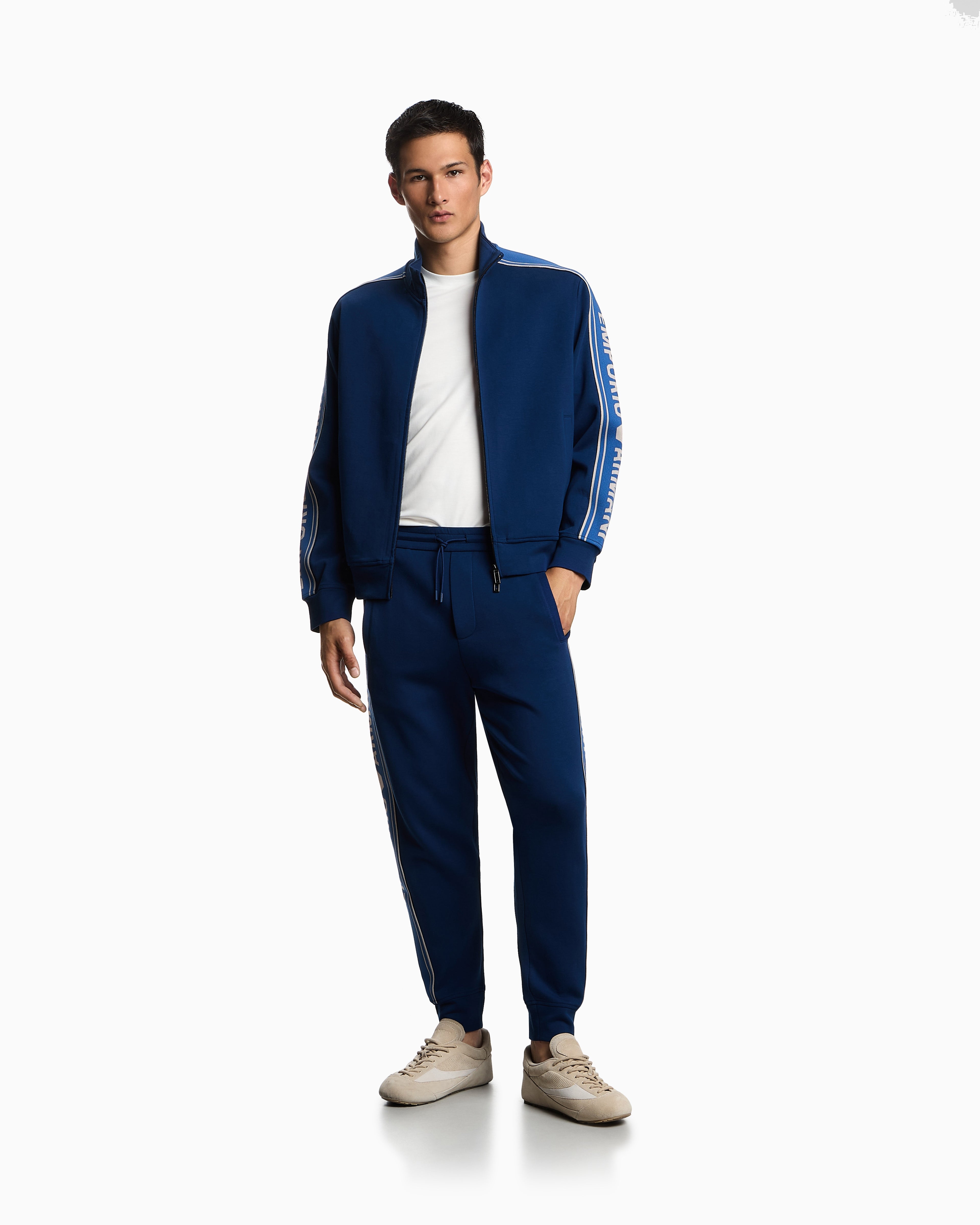 Emporio Armani ASV double-jersey joggers with logo stripes