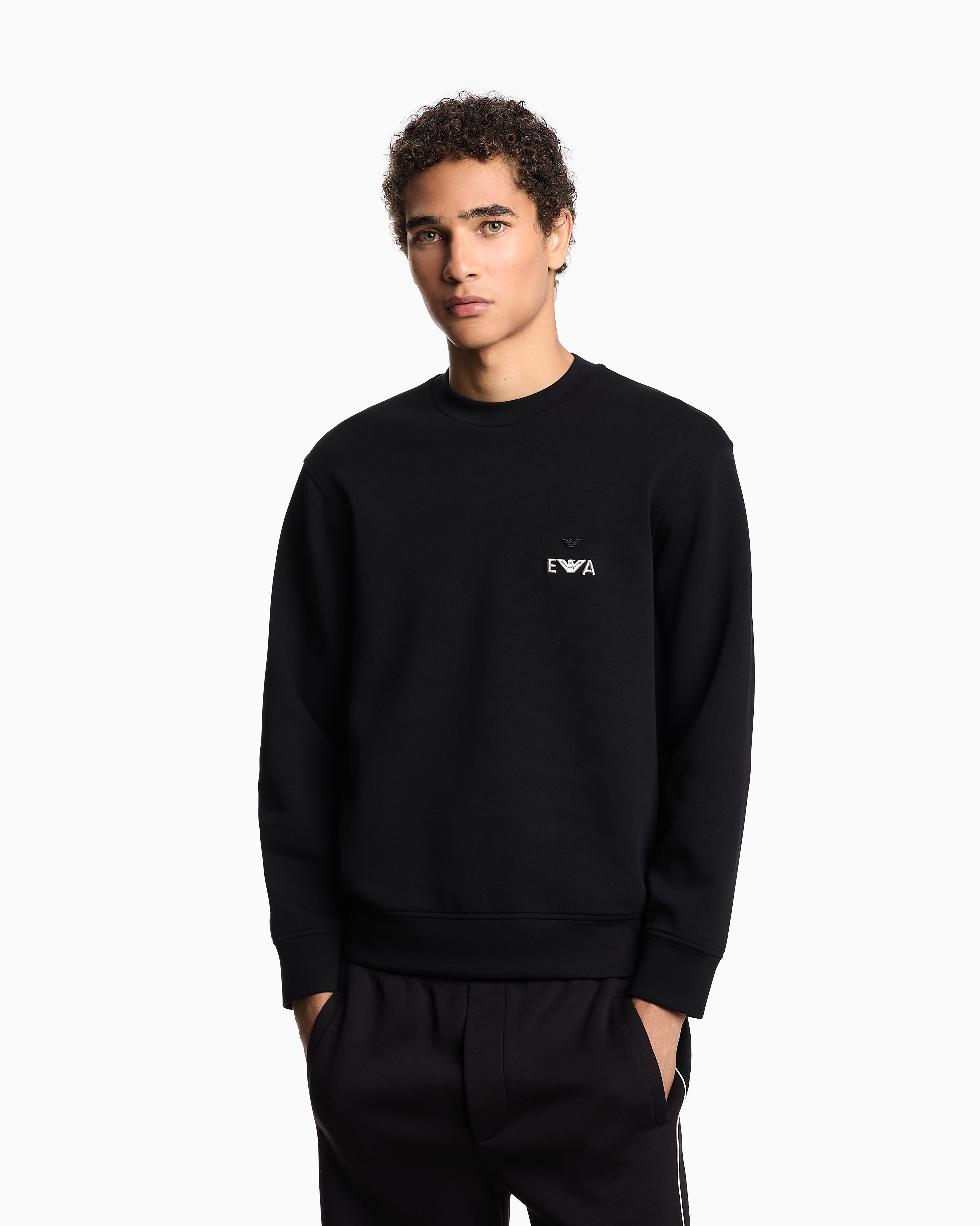 Emporio Armani ASV jersey sweatshirt with super-embossed EA embroidery