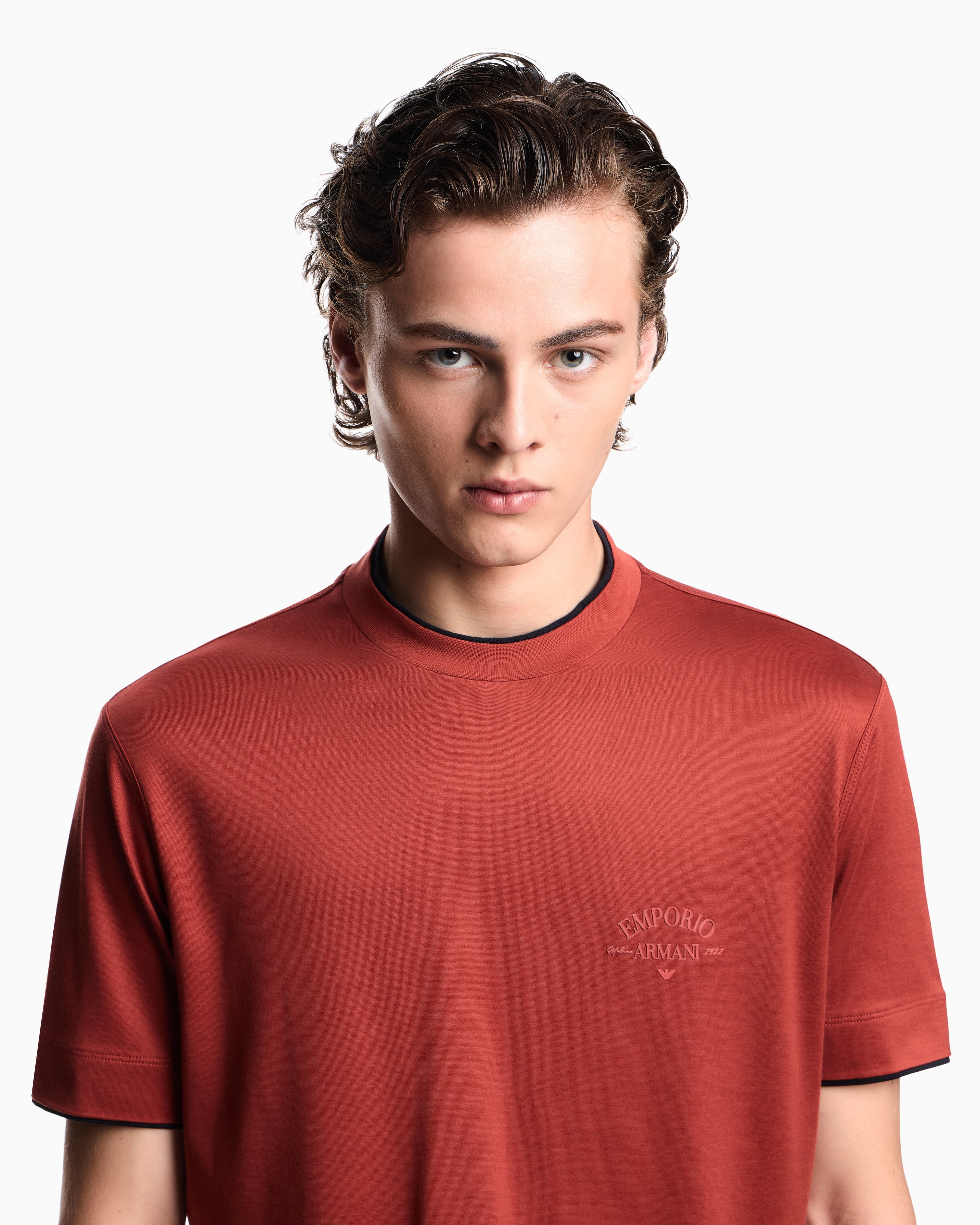 Emporio Armani ASV Lyocell-blend jersey T-shirt with contrasting details
