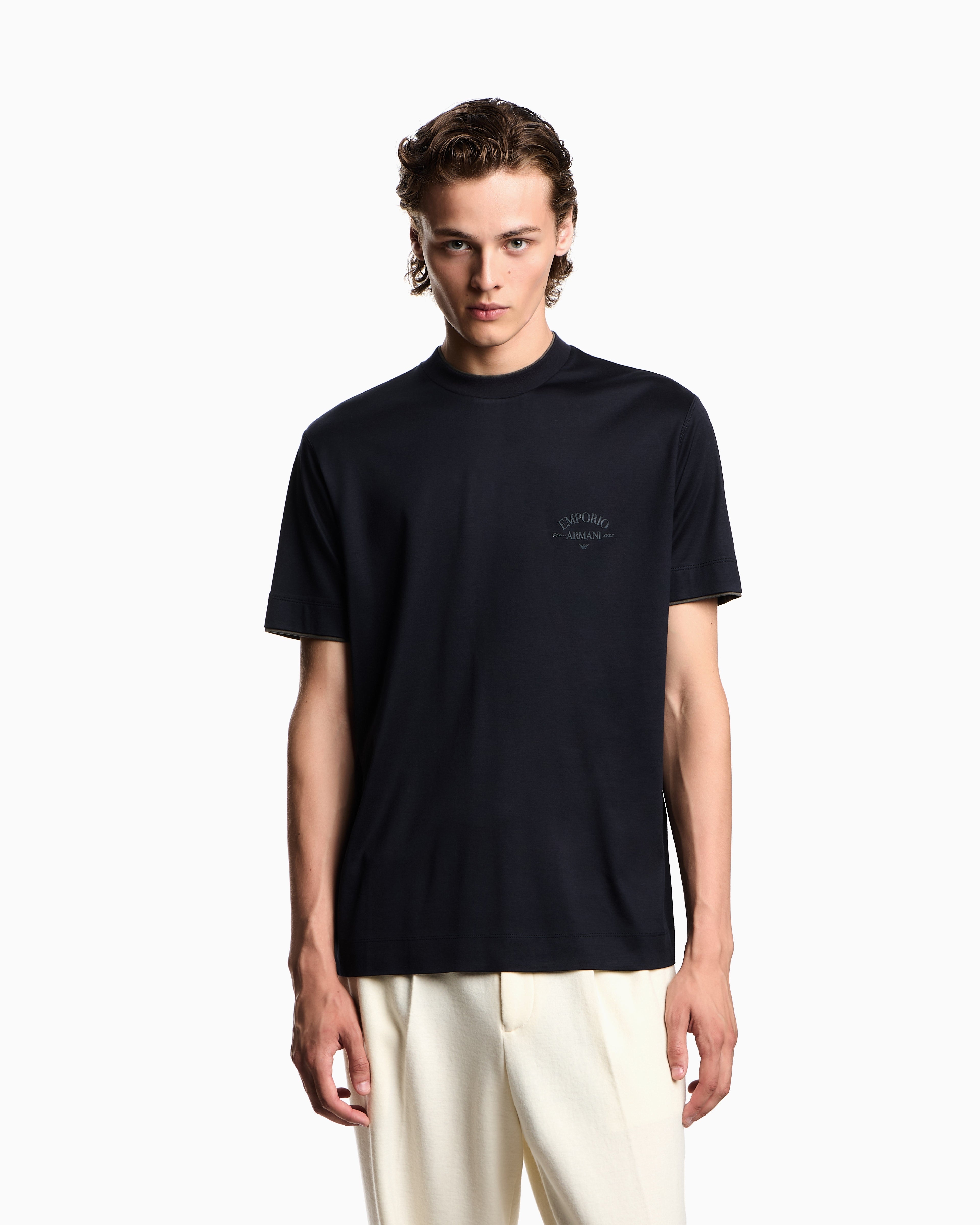Emporio Armani ASV Lyocell-blend jersey T-shirt with contrasting details