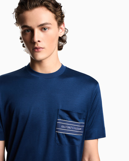 Emporio Armani Lyocell blend jersey T-shirt with pocket and 3D-effect logo