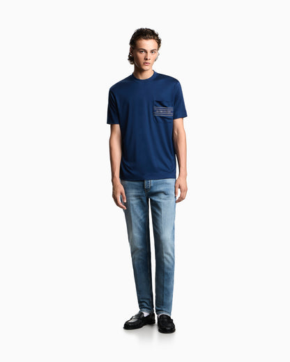 Emporio Armani Lyocell blend jersey T-shirt with pocket and 3D-effect logo