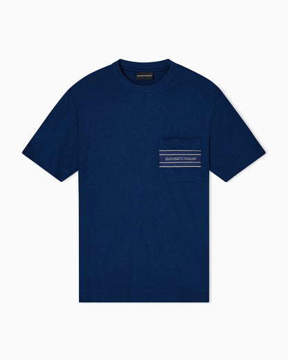 Emporio Armani Lyocell blend jersey T-shirt with pocket and 3D-effect logo