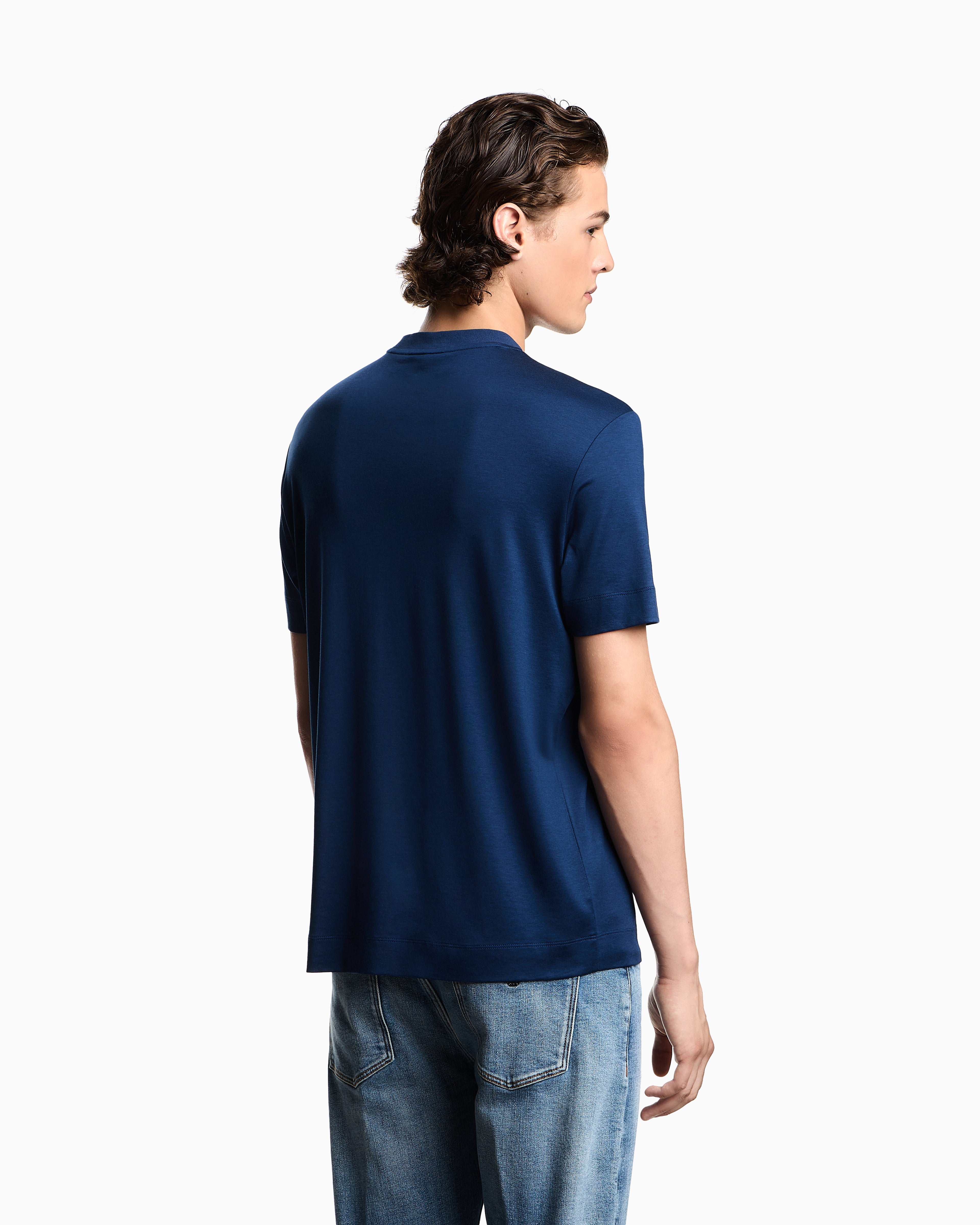 Emporio Armani Lyocell blend jersey T-shirt with pocket and 3D-effect logo