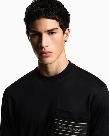 Emporio Armani Lyocell blend jersey T-shirt with pocket and 3D-effect logo