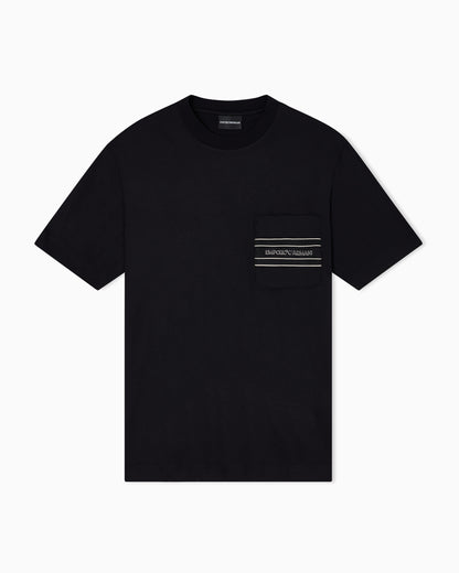 Emporio Armani Lyocell blend jersey T-shirt with pocket and 3D-effect logo