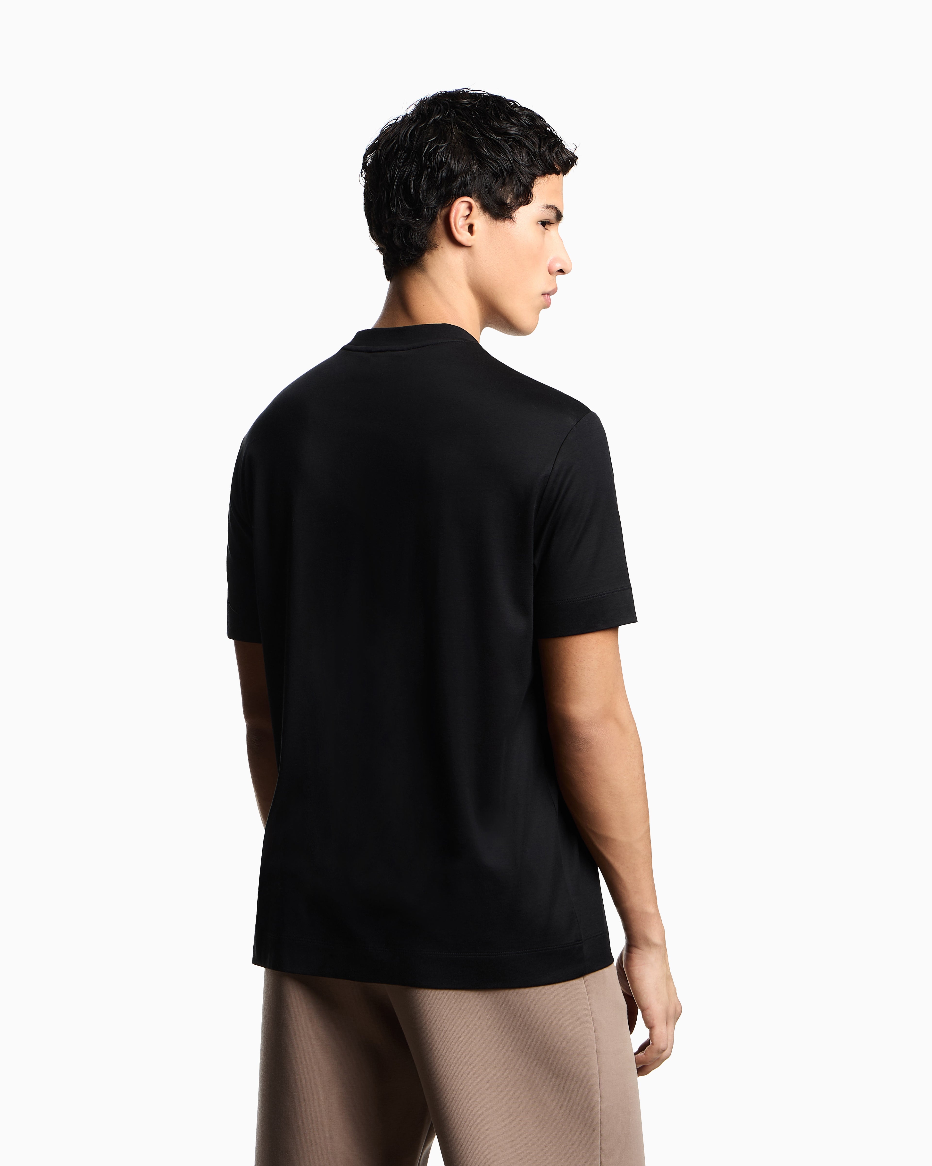 Emporio Armani Lyocell blend jersey T-shirt with pocket and 3D-effect logo
