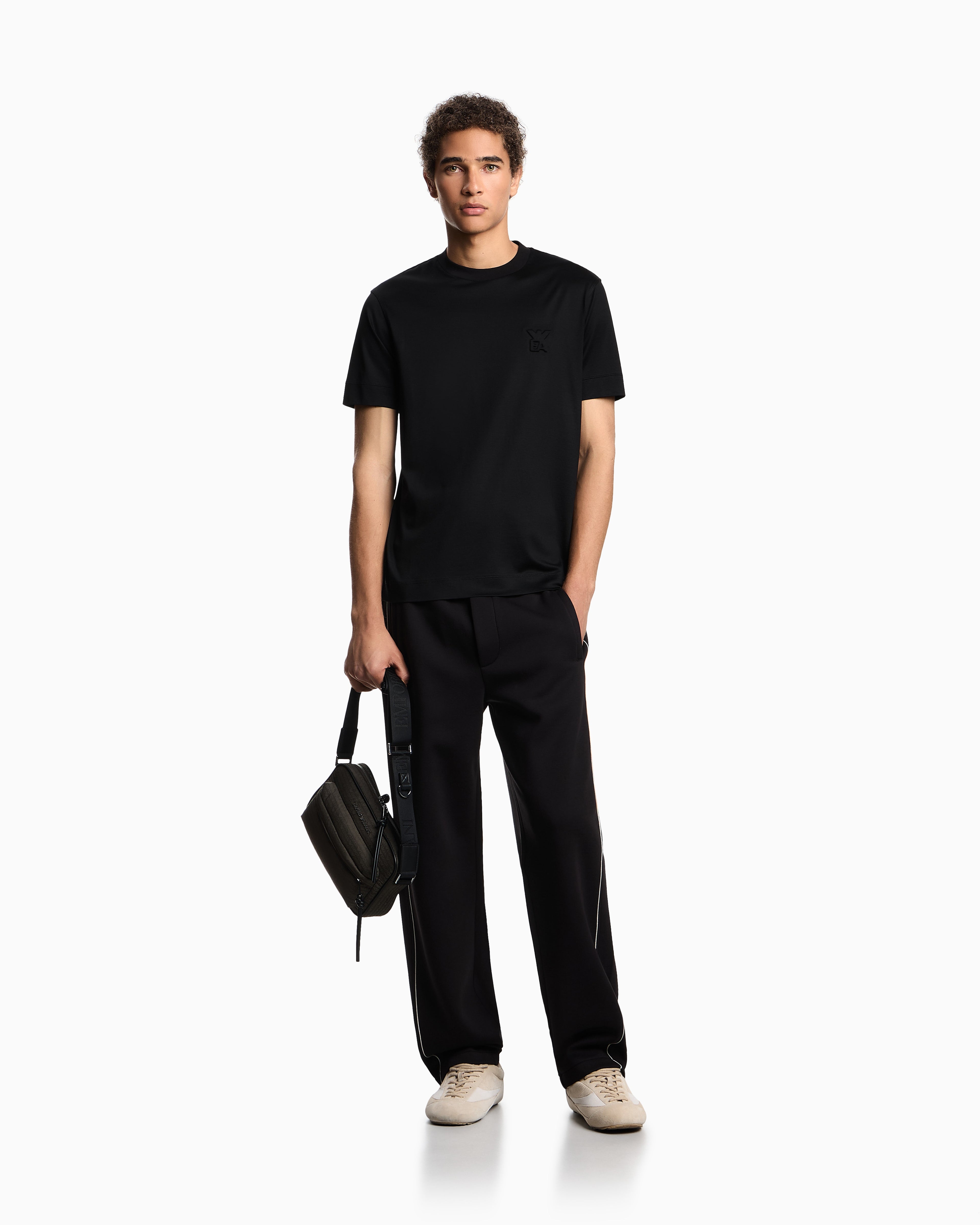 Emporio Armani ASV Lyocell jersey blend T-shirt with domed logo