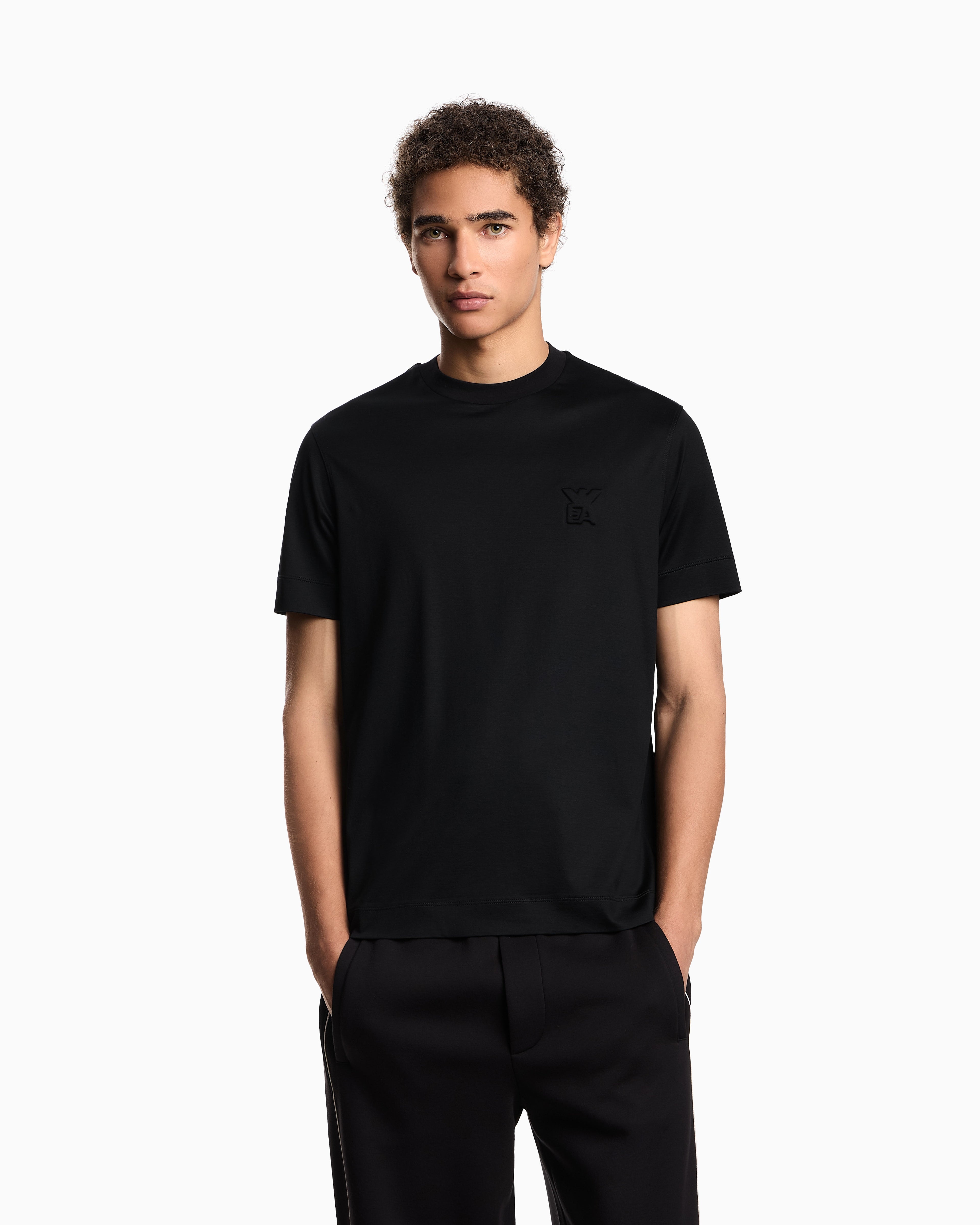Emporio Armani ASV Lyocell jersey blend T-shirt with domed logo
