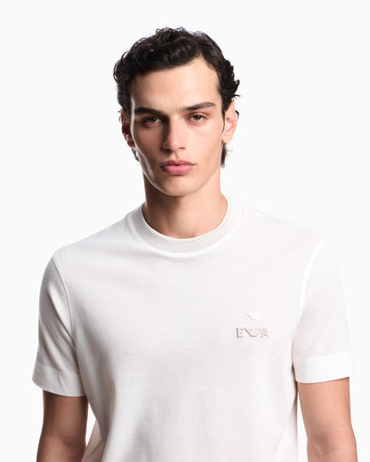 Emporio Armani ASV piqué T-shirt with super-embossed EA embroidery