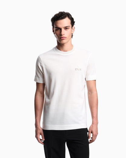 Emporio Armani ASV piqué T-shirt with super-embossed EA embroidery