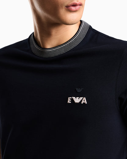 Emporio Armani ASV piqué T-shirt with super-embossed EA embroidery