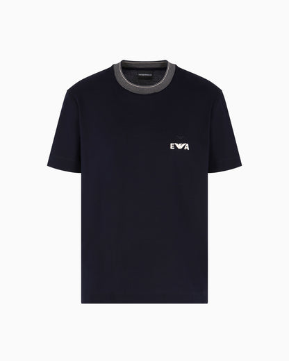 Emporio Armani ASV piqué T-shirt with super-embossed EA embroidery