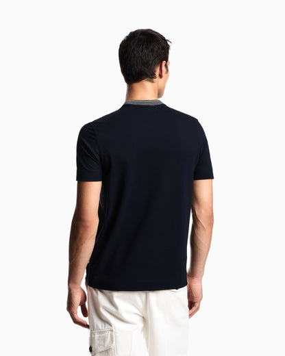 Emporio Armani ASV piqué T-shirt with super-embossed EA embroidery