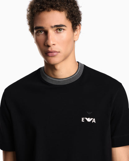 Emporio Armani ASV piqué T-shirt with super-embossed EA embroidery