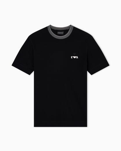 Emporio Armani ASV piqué T-shirt with super-embossed EA embroidery
