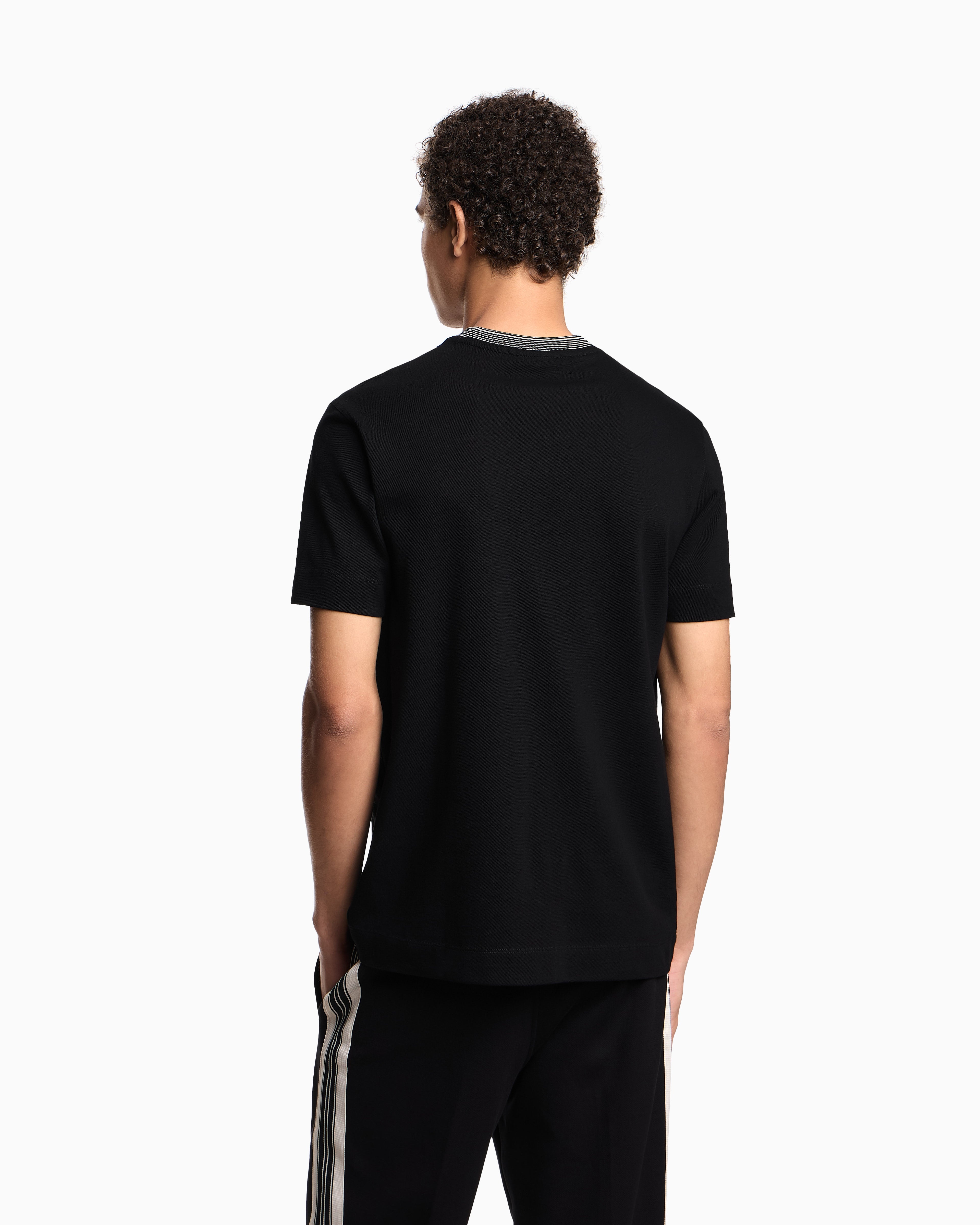 Emporio Armani ASV piqué T-shirt with super-embossed EA embroidery