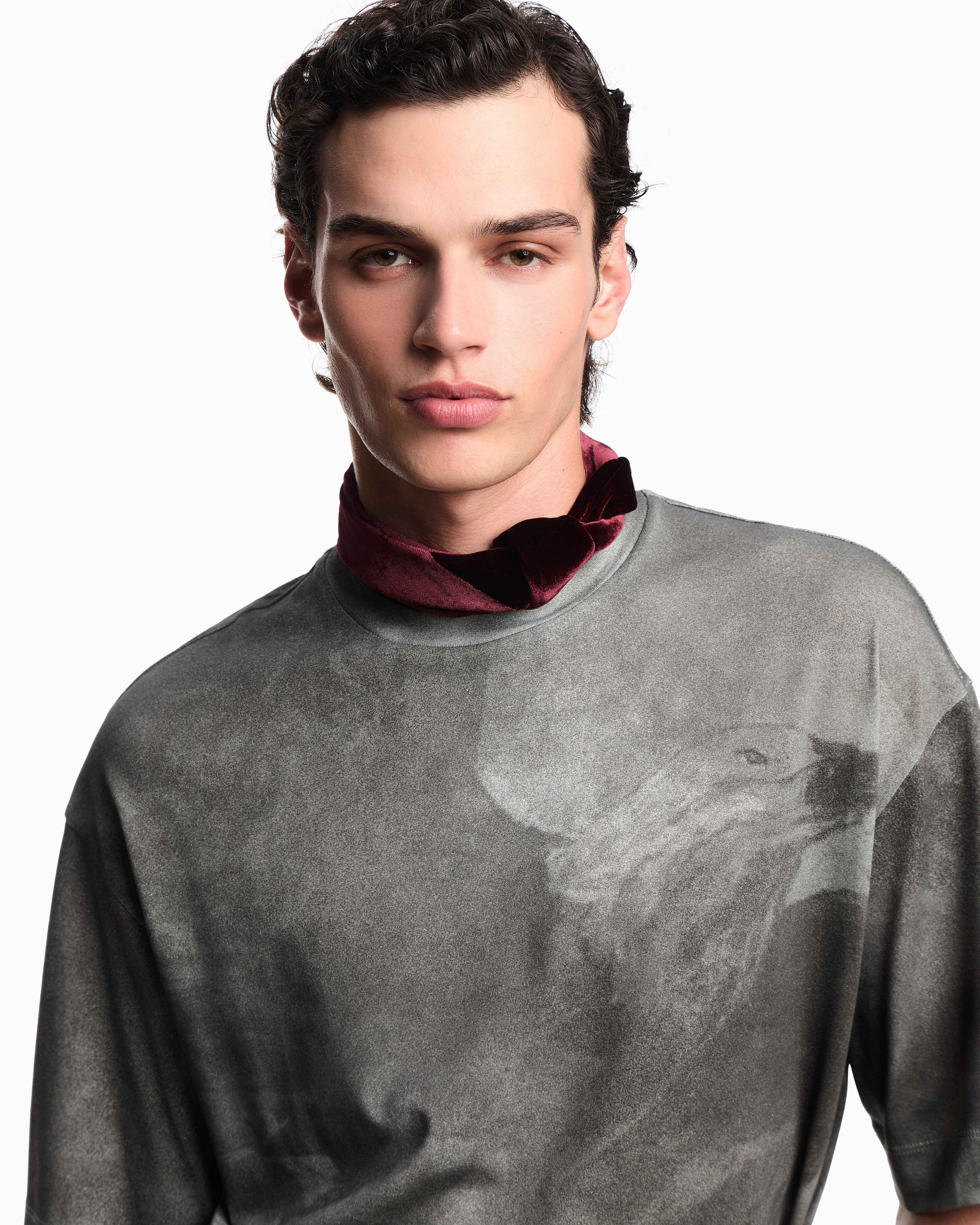 Emporio Armani ASV printed-jersey T-shirt with oversized eagle