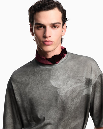 Emporio Armani ASV printed-jersey T-shirt with oversized eagle