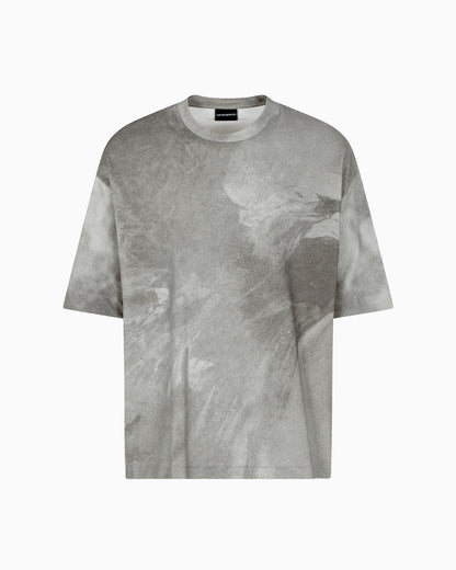 Emporio Armani ASV printed-jersey T-shirt with oversized eagle