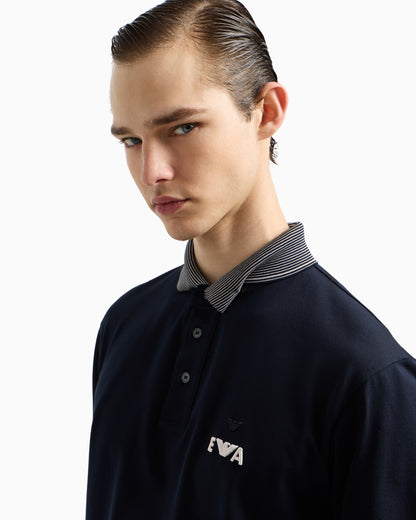 Emporio Armani Piqué polo shirt with super-embossed EA embroidery