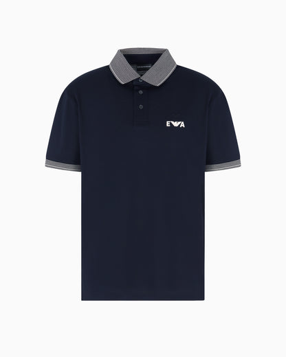 Emporio Armani Piqué polo shirt with super-embossed EA embroidery