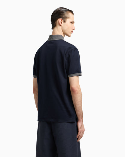 Emporio Armani Piqué polo shirt with super-embossed EA embroidery