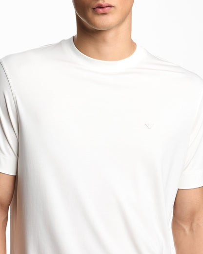 Emporio Armani Modal jersey T-shirt with micro eagle embroidery