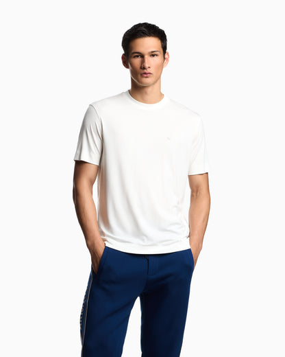 Emporio Armani Modal jersey T-shirt with micro eagle embroidery