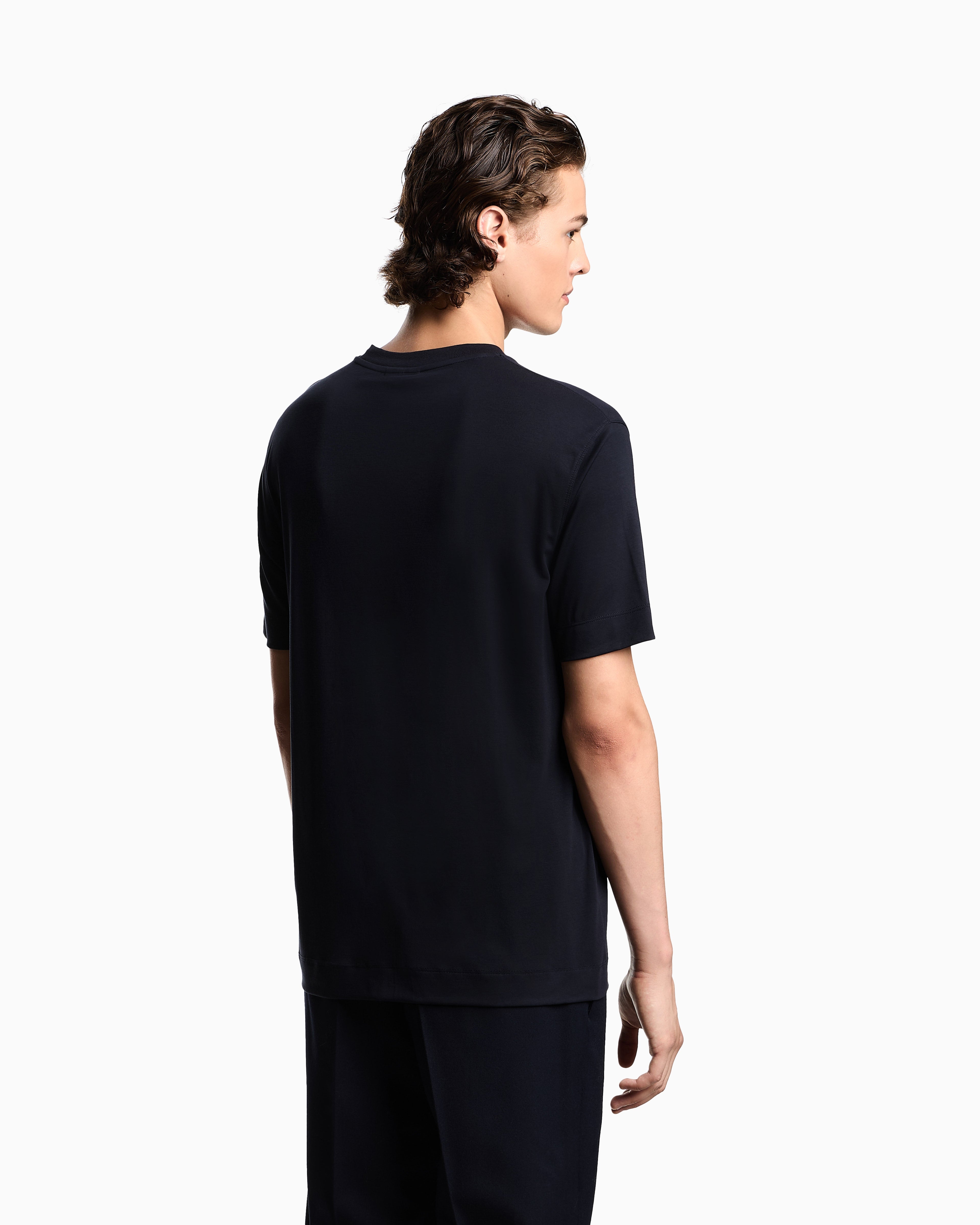 Emporio Armani Modal jersey T-shirt with micro eagle embroidery