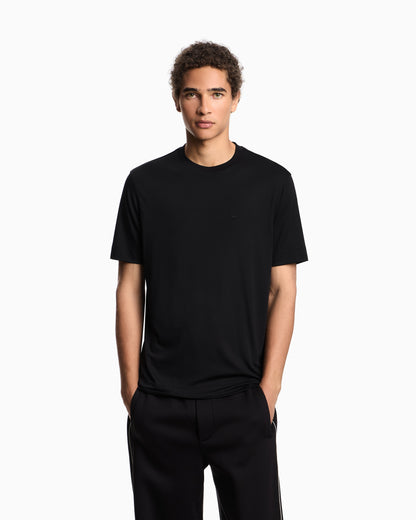 Emporio Armani Modal jersey T-shirt with micro eagle embroidery