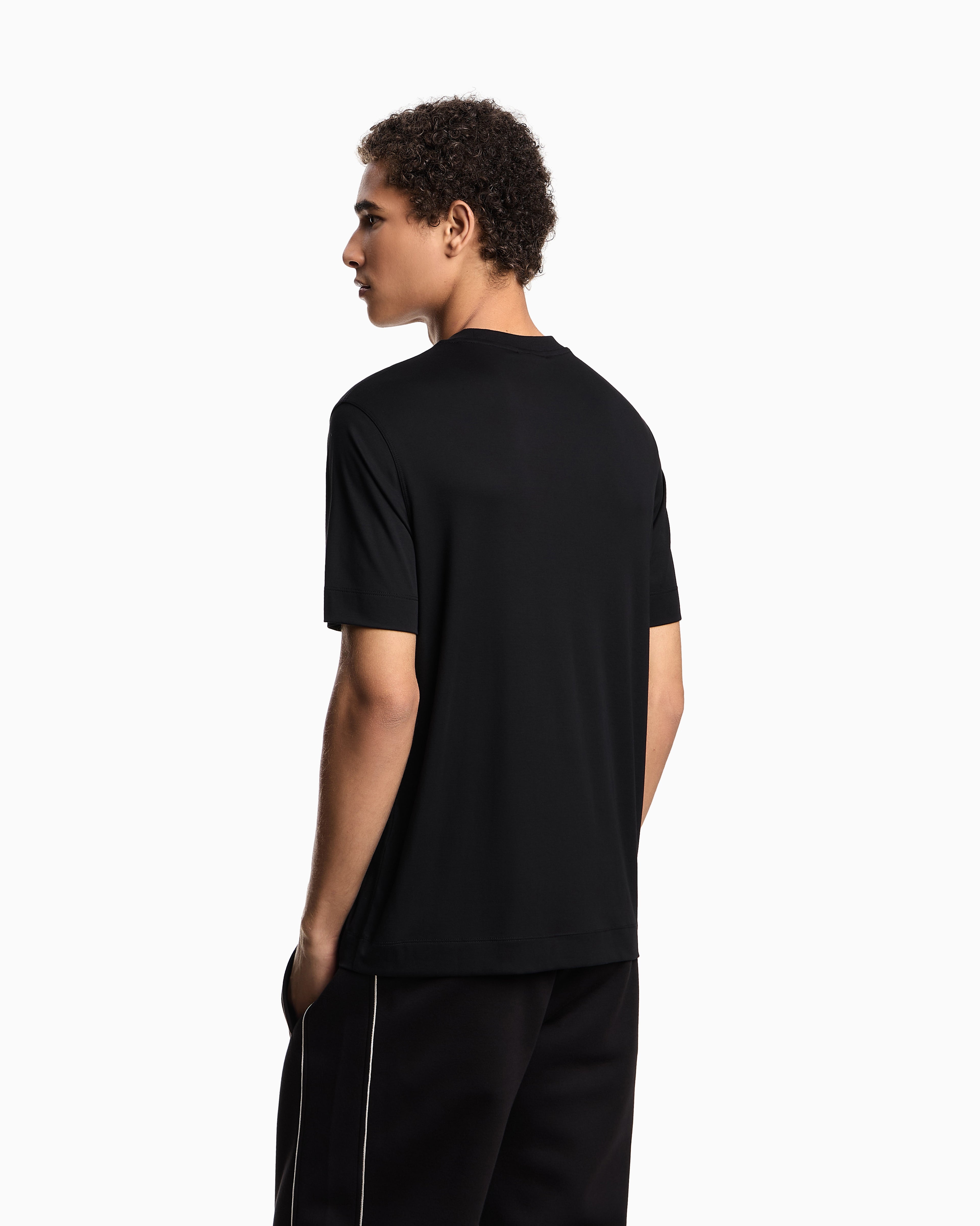 Emporio Armani Modal jersey T-shirt with micro eagle embroidery