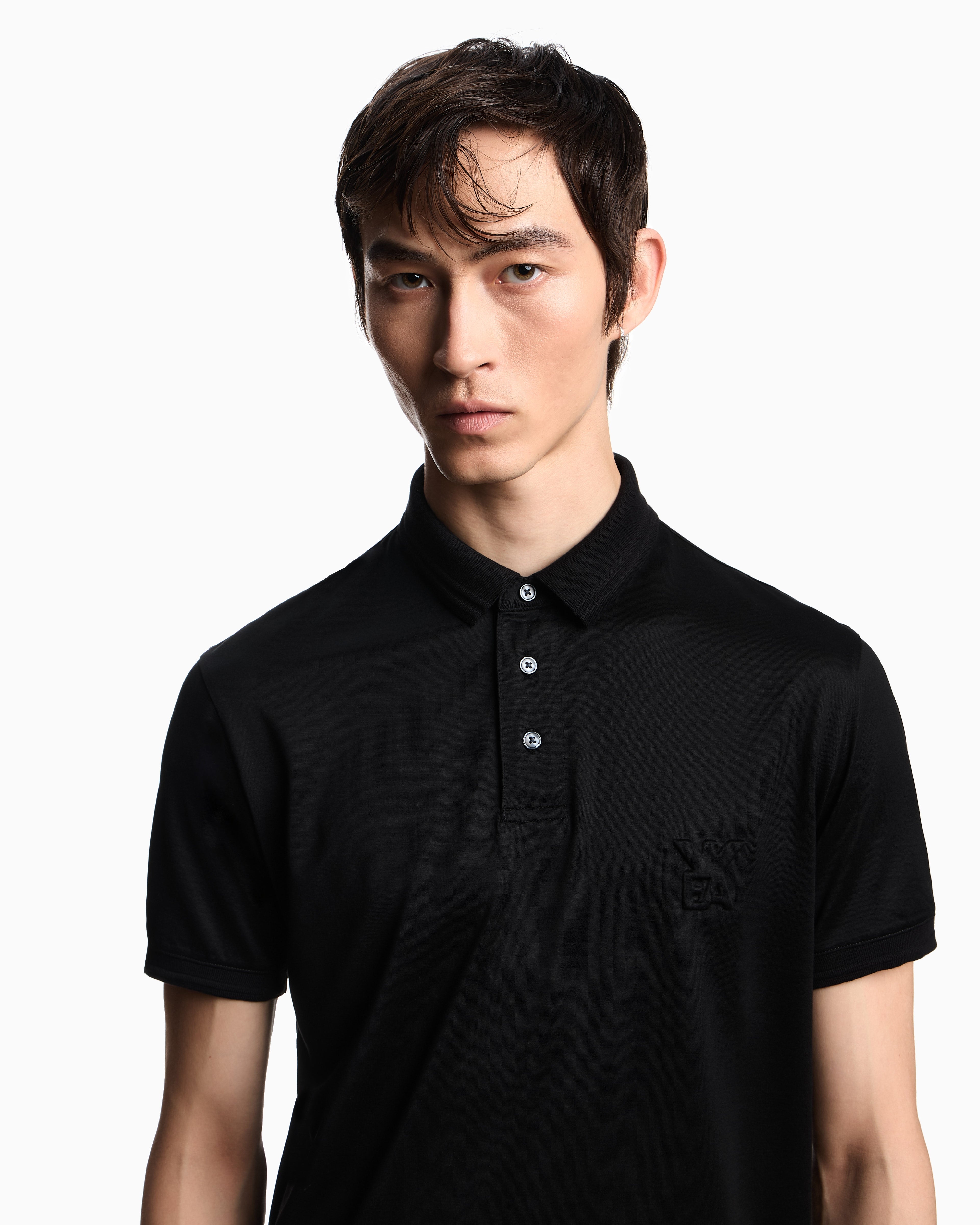Emporio Armani ASV Lyocell-blend jersey polo shirt with domed logo