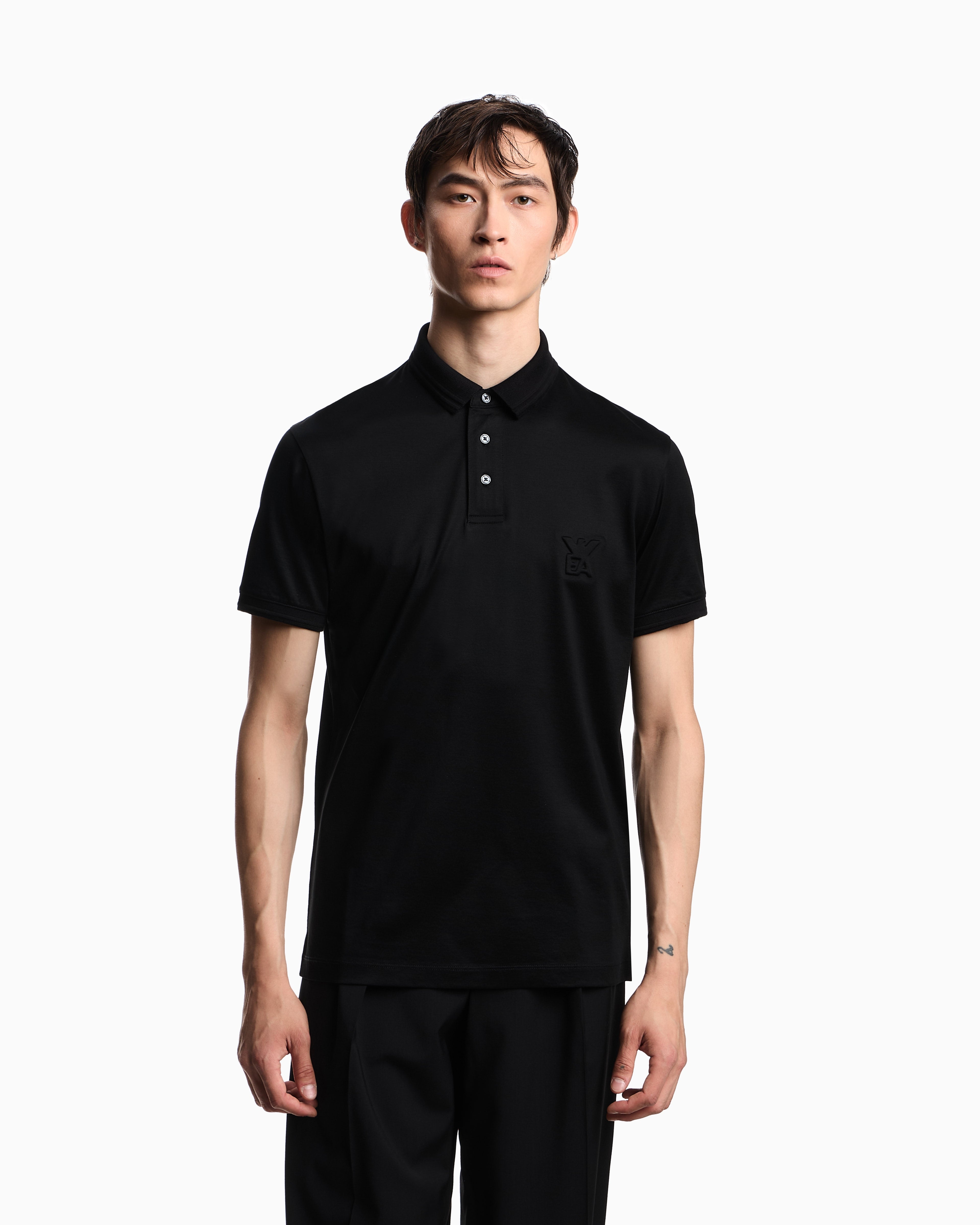Emporio Armani ASV Lyocell-blend jersey polo shirt with domed logo