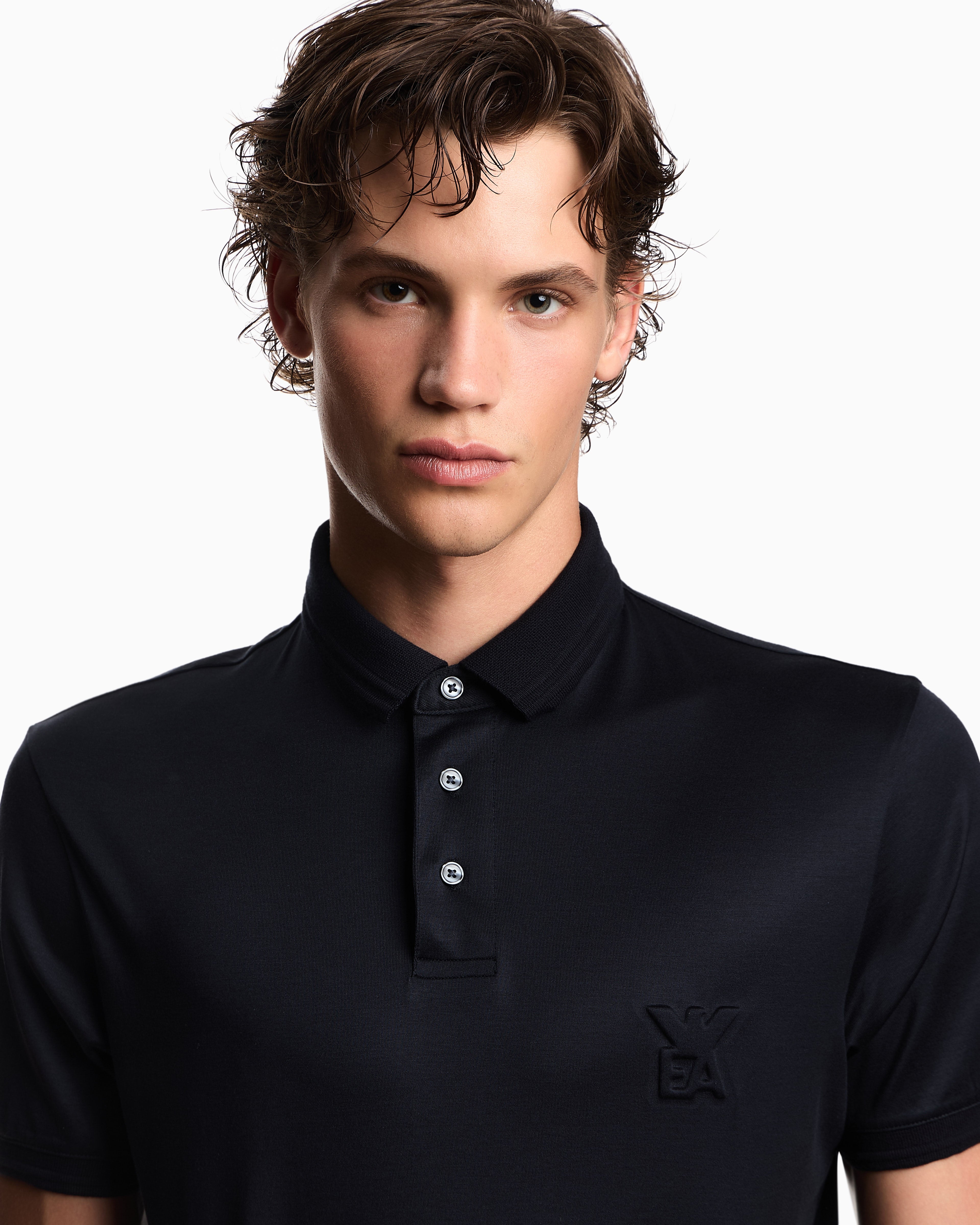 Emporio Armani ASV Lyocell-blend jersey polo shirt with domed logo