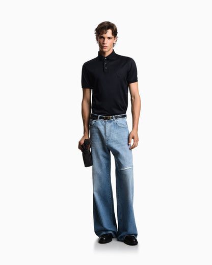Emporio Armani ASV Lyocell-blend jersey polo shirt with domed logo