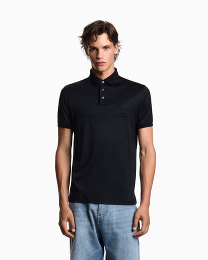 Emporio Armani ASV Lyocell-blend jersey polo shirt with domed logo